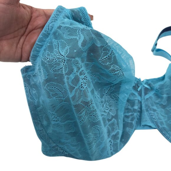 Cacique Light Blue Lace Underwire Bra 40I Adjustable Straps Comfortable Fit - Picture 3 of 13
